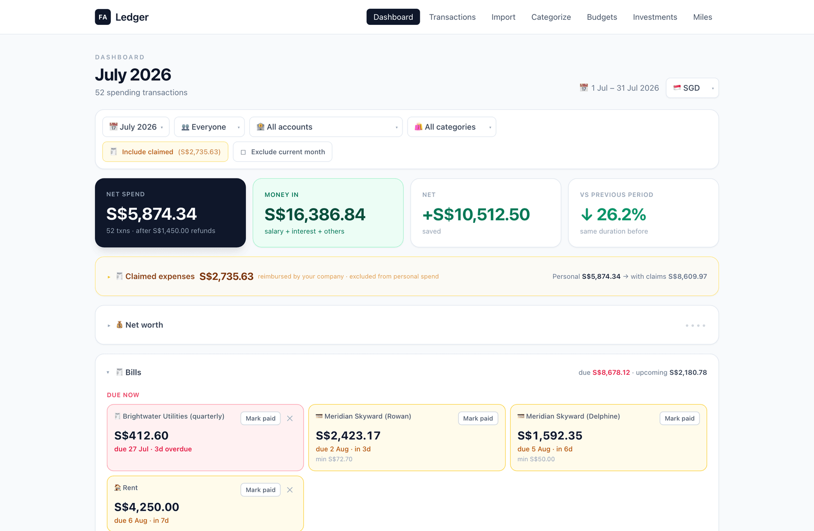 Bank statements into one clean ledger